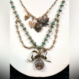 Rare Lebkowicz commissioned Extasia Victorian Revival Turquoise Pearl Necklace